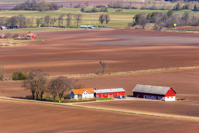 Rural landscape view with a farms and fields in sweden