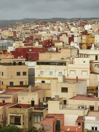 High angle view of buildings in city