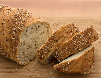High angle view of bread on table