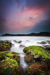 Scenic view of sea against sky during sunset