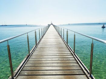 Pier over sea against clear sky