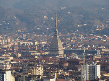 Aerial view of buildings in city