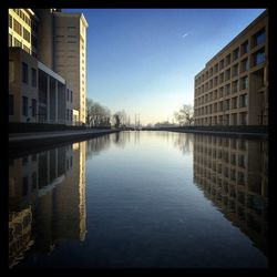 Reflection of buildings in water