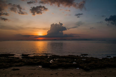 Scenic view of sea against sky during sunset