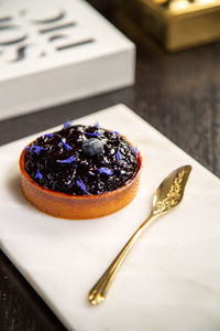 Close-up of dessert on table