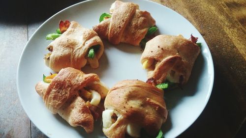 High angle view of breakfast in plate