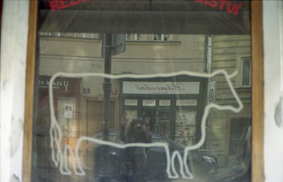 Man seen through glass