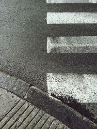 Directly above view of zebra crossing