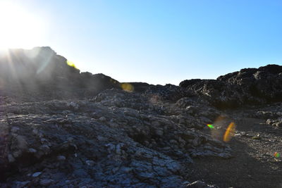 Scenic view of mountain against clear sky