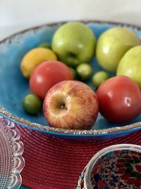 Close-up of fruits in bowl on table