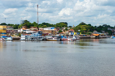 Colourful little town on the banks of the amazon river, pará state, brazil