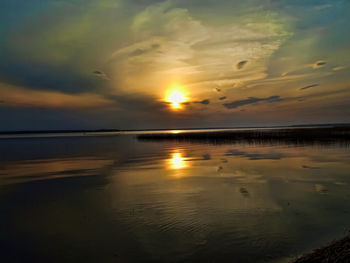 Scenic view of sea against sky during sunset