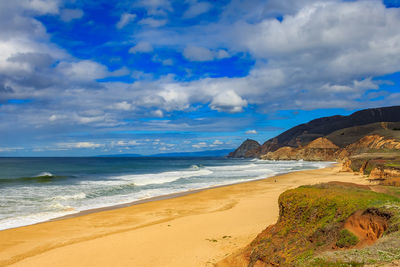 Scenic view of beach against sky