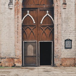 Closed door of building