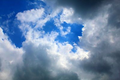 Low angle view of clouds in blue sky