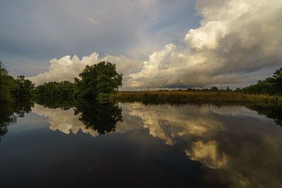 Scenic view of lake against sky
