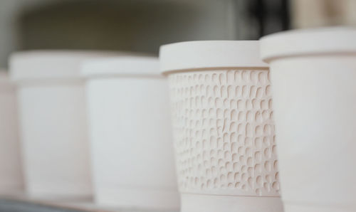 Close-up of coffee cup on table