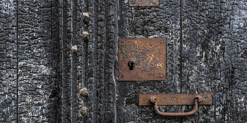 Full frame shot of old metal door