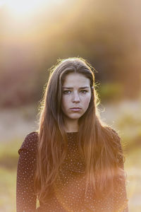 Portrait of teenage girl with long hair