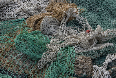 High angle view of fishing net