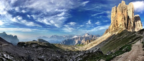 Scenic view of dolomites against sky