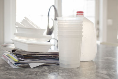 Stack of food on table