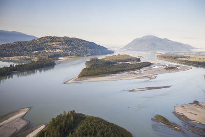 Elevated view of fraser river near chilliwack, british columbia.