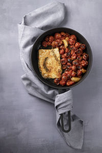 High angle view of food in bowl on table