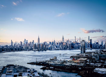 Panoramic view of city buildings against sky