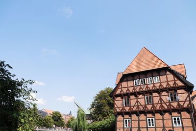 Low angle view of building against clear sky