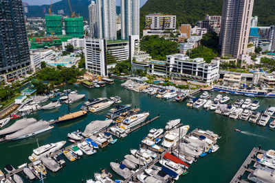 High angle view of marina