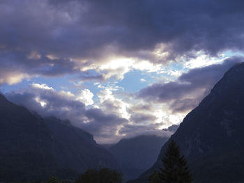 Low angle view of mountains against sky