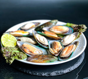 Close-up of food served in plate