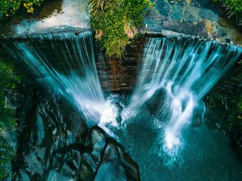 View of waterfall in forest