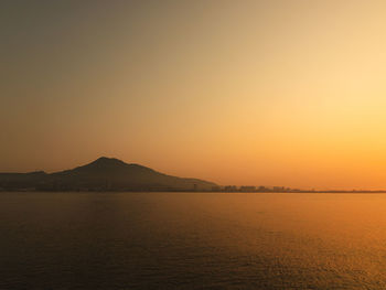 Golden sunset colors the waterfront