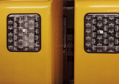 Close-up of yellow car window