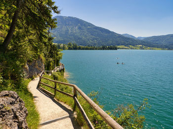 High angle view of lake against sky