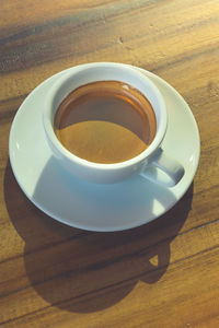 High angle view of coffee on table