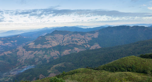 Scenic view of mountains against sky