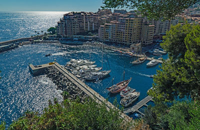 High angle view of buildings in city