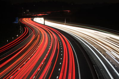 Light trails on highway at night