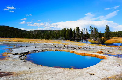 Hot springs against blue sky