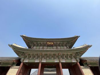 Low angle view of built structure against clear sky