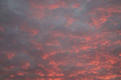 Low angle view of cloudy sky at sunset