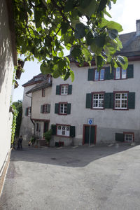 View of building through window