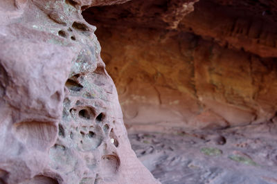 Close-up of rock formation in cave