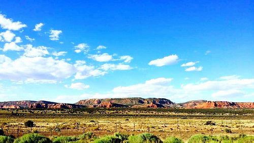 Scenic view of landscape against cloudy sky