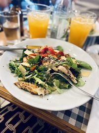 Close-up of food in plate on table