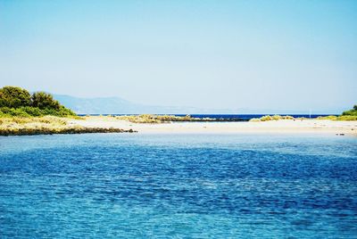 Scenic view of sea against clear sky