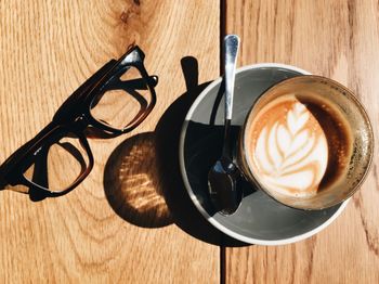 High angle view of coffee on table
